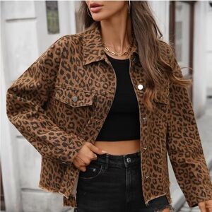 Kensie Leopard Print Denim Jacket